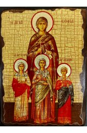 Икона Вера, Надежда, Любовь и мать их София под старину (13 х 17,5 см), арт IDR-050