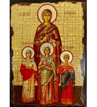 Икона Вера, Надежда, Любовь и мать их София под старину (13 х 17,5 см), арт IDR-050