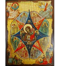 Икона Божья Матерь Неопалимая Купина под старину (13 х 17,5 см), арт IDR-535