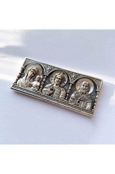 Икона Дорожная из серебра с Св Николаем, арт нп-ид-с-001