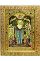 Икона Божией Матери Всех Скорбящих Радость с грошиками рукописная, арт ИРП-754
