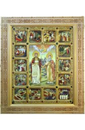 Икона Петр и Феврония с житийными сценами писаная, арт ИРП-809
