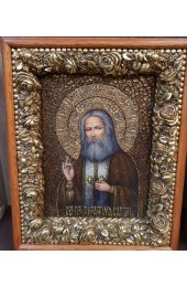 Икона рукописная Серафим Саровский 42*53 см эксклюзивная, арт Ре-3006