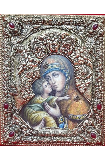 Икона рукописная Владимирская Божья Матерь 33*40 эксклюзивная, арт Ре-3002