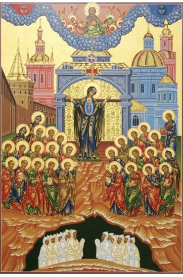 Икона Божья Матерь Непроходимая Дверь 22 на 28 рукописная, арт ИР-1432