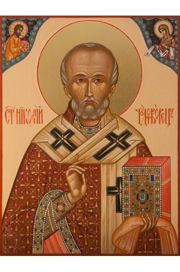 Икона Николай Мирликийский писаная, арт ИР-0044