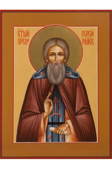 Икона Сергий Радонежский писаная, арт ИР-0045