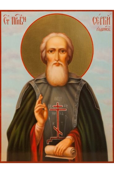 Икона Сергий Радонежский писаная, арт ИР-0166