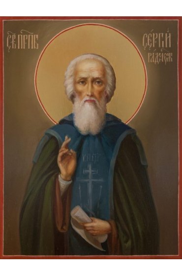 Икона Сергий Радонежский писаная, арт ИР-0359