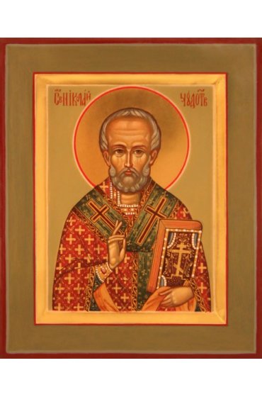 Икона Николай Чудотворец писаная, арт ИР-0564