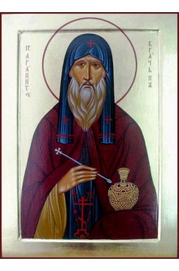 Икона Агапит Печерский врач безмездный писаная, арт ИР-1357