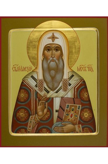 Икона Алексий Московский Чудотворец писаная, арт ИР-1360