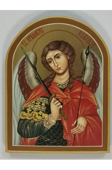 Икона Архангел Михаил 10 на 13 см рукописная , арт ИРГ-958