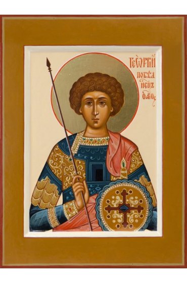 Икона Георгий Победоносец писаная, арт ИР-0457