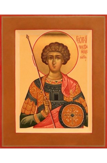 Икона Георгий Победоносец писаная, арт ИР-0568