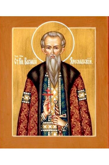 Икона Василий Ярославский писаная, арт ИР-0986