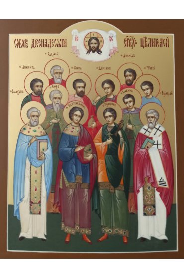 Икона Собор целителей писаная, арт ИР-1459