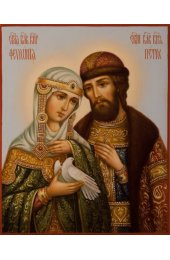 Икона Петр и Феврония Благоверные писаная, арт ИР-0016