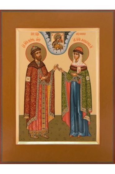 Икона Петр и Феврония Благоверные писаная, арт ИР-0444