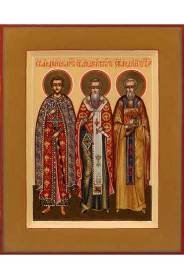 Икона Андрей Боголюбский, Андрей Критский и Андрей Рублев писаная, арт ИР-0505