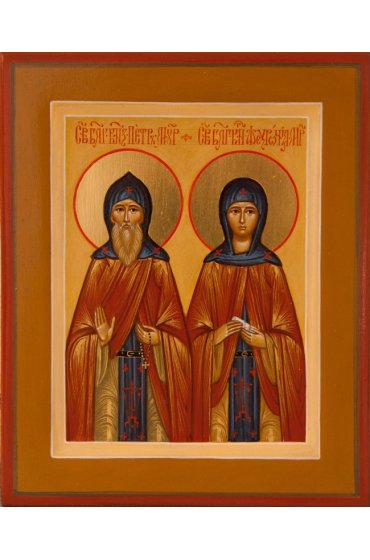Икона Петр и Феврония Благоверные писаная, арт ИР-0648