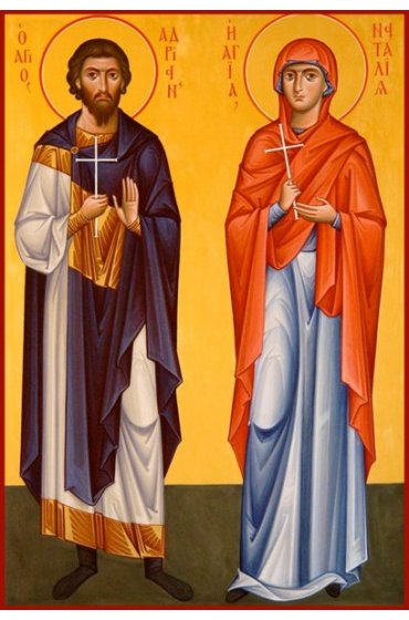 Икона Адриан и Наталия Никомидийские писаная, арт ИР-1344