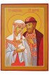 Икона Петр и Феврония Муромские 16 на 21 см рукописная, арт ИБР-05