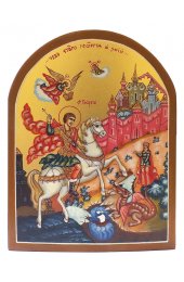 Икона Чудо Георгия о змие рукописная, арт ИРГ-024