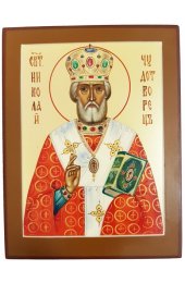 Икона Николай Чудотворец 10 на 13 см рукописная, арт ИРГ-151