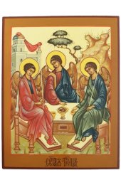 Икона Троица 13 на 16 см рукописная, арт ИРГ-152