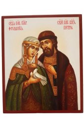 Икона Петр и Феврония с голубком 13 на 16 см писаная масло, арт ИРГ-210