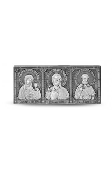 Автомобильная икона триптих серебро, арт РСА-001