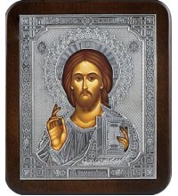 Икона Господь Вседержитель серебро 18,5 х 21,7 см, арт РСА-040