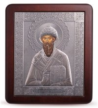 Икона Спиридон Тримифунтский Святой серебро 11,7 х 13,7 см, арт РСА-051