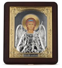 Икона Ангел Хранитель серебро золото 18,5 х 21,7 см, арт РСА-063