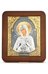 Икона Божьей Матери Семистрельная серебро золото 11,7 х 13,7 см, арт РСА-065