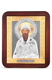Икона Спиридон Тримифунтский серебро золото 18,5 х 21,7 см, арт РСА-082