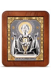 Икона Божьей Матери Неупиваемая чаша серебро золото 11,7 х 13,7 см, арт РСА-083