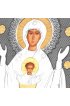 Икона Божьей Матери Неупиваемая чаша серебро золото 18,5 х 21,7 см, арт РСА-084