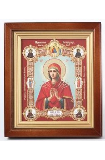Икона Божья Матерь Семистрельная с клеймами 20*18 см