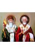 Икона Николай Чудотворец и Спиридон Тримифунтский (копия старинной), арт STO-312