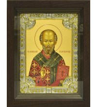 Икона Николай Чудотворец 18x24 см со стразами в деревянном киоте, арт вк-788