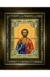 Икона Богдан (Феодот) Адрианопольский 24x30 см в серебряном окладе со стразами в деревянном киоте, арт вк-1018