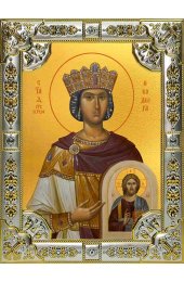 Икона Феодора Цареградская серебро 18 х 24 со стразами, арт вк-1151
