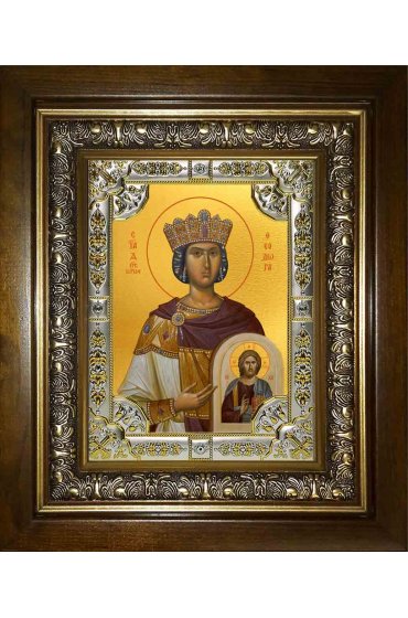 Икона Феодора Цареградская, 18x24 см, со стразами, в деревянном киоте, арт вк-1191