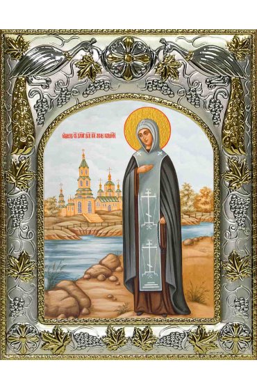 Икона Анна Кашинская 14x18 в серебряном окладе, арт вк-1215