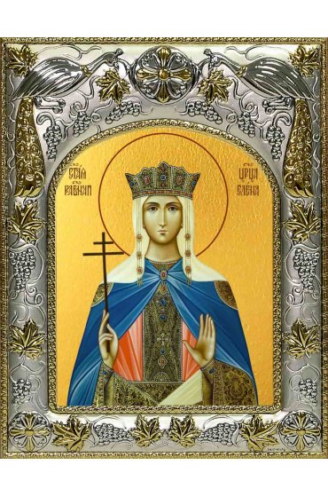 Икона Елена равноапостольная 14x18 в серебряном окладе, арт вк-1234