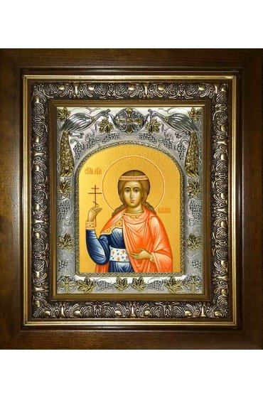 Икона Василисса Никомидийская, 14x18 см, в деревянном киоте 20х24 см, арт вк-1279