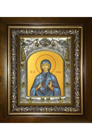 Икона Евгения Римская, 14x18 см, в деревянном киоте 20х24 см, арт вк-1304
