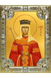 Икона Елена Сербская серебро 18 х 24 со стразами, арт вк-1312